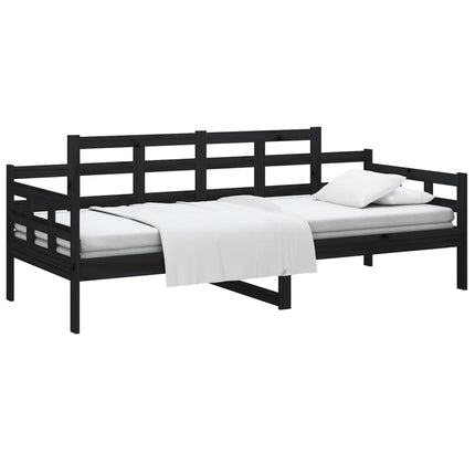 vidaXL Day Bed Black Solid Wood Pine 92x187 cm Single Bed Size