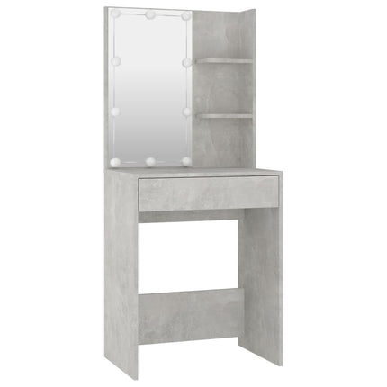 Dressing Table Set with LED Concrete Grey Engineered Wood