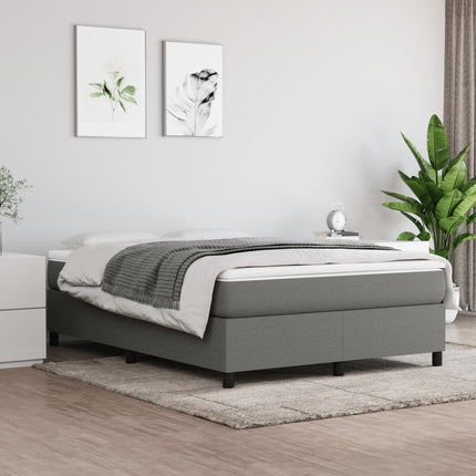 vidaXL Box Spring Bed with Mattress Dark Grey 152x203 cm Queen Fabric