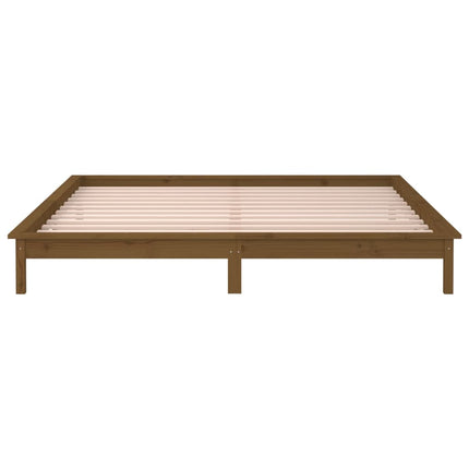 vidaXL LED Bed Frame Honey Brown 137x187 cm Double Size Solid Wood