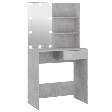 Dressing Table with LED Concrete Grey 74.5x40x141 cm