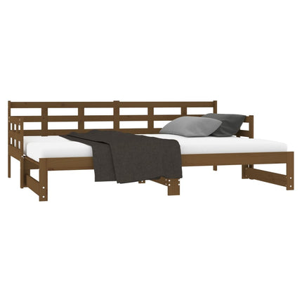vidaXL Pull-out Day Bed Honey Brown Solid Wood Pine 2x(92x187) cm