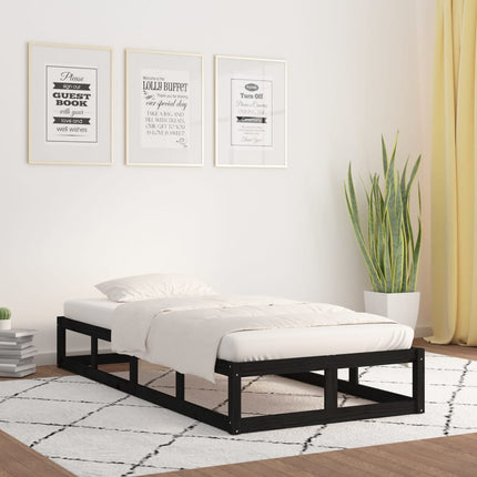 vidaXL Bed Frame Black 100x200 cm Solid Wood