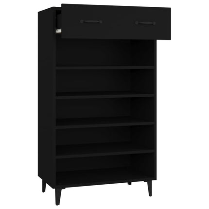 vidaXL Shoe Cabinet Black 60x35x105 cm Engineered Wood