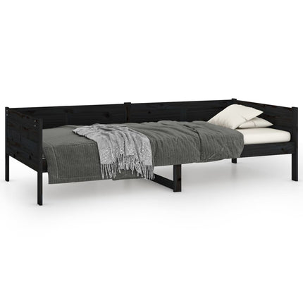 Day Bed Black Solid Wood Pine 92x187 cm Single Bed Size