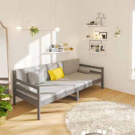 Day Bed Grey 92x187 cm Single Bed Size Solid Wood Pine