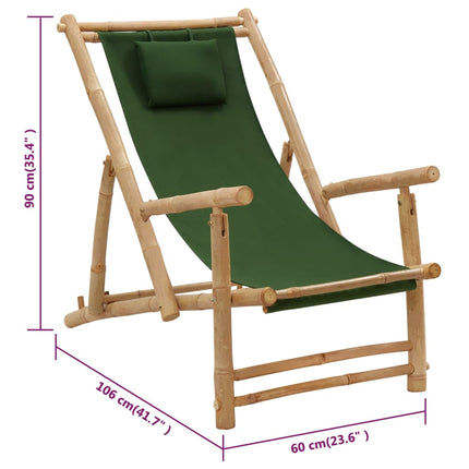 Deck Chair Bamboo and Canvas Green
