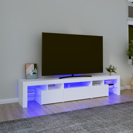 vidaXL TV Cabinet with LED Lights White 200x36.5x40 cm