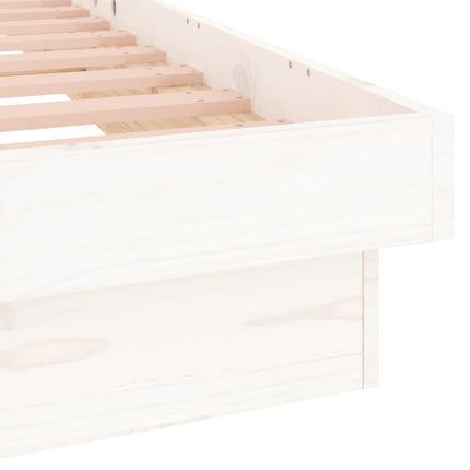 LED Bed Frame White 137x187 Double Size Solid Wood