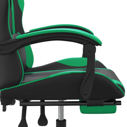 vidaXL Gaming Chair with Footrest Black and Green Faux Leather