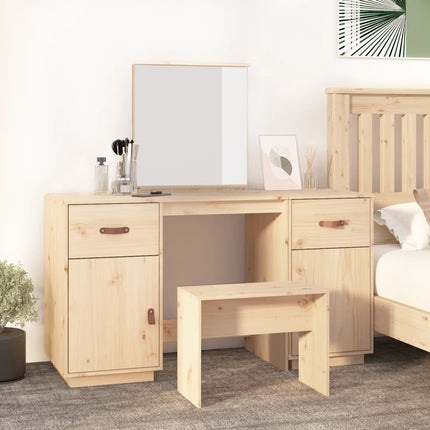 vidaXL Dressing Table Set with a Mirror Solid Wood Pine
