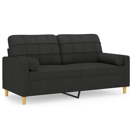 vidaXL 2-Seater Sofa with Pillows&Cushions Black 140 cm Fabric
