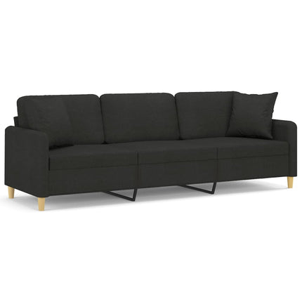 vidaXL 3-Seater Sofa with Pillows&Cushions Black 210 cm Fabric