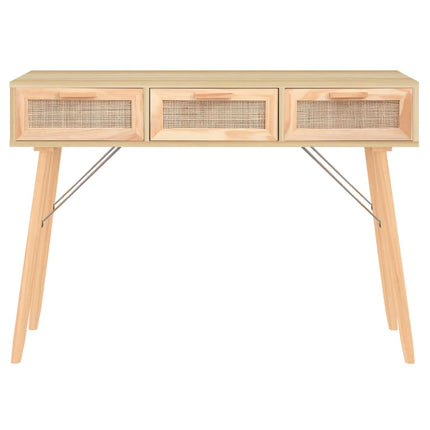 Console Table Brown 105x30x75 cm Solid Wood Pine&Natural Rattan