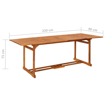 vidaXL Garden Dining Table 220x90x75 cm Solid Wood Acacia