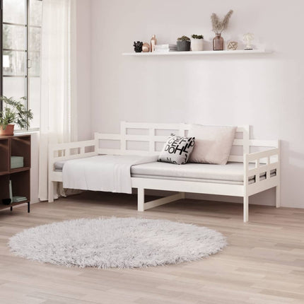 Day Bed White Solid Wood Pine 92x187 cm Single Bed Size