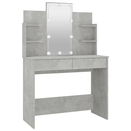 vidaXL Dressing Table with LED Concrete Grey 96x40x142 cm