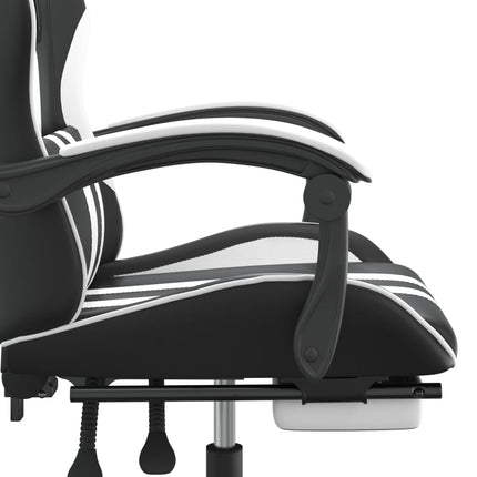 vidaXL Gaming Chair with Footrest Black and White Faux Leather