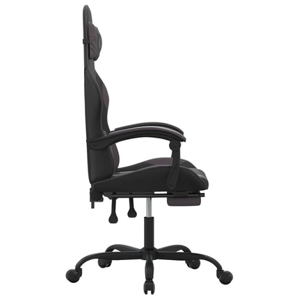 Gaming Chair with Footrest Black and Grey Faux Leather