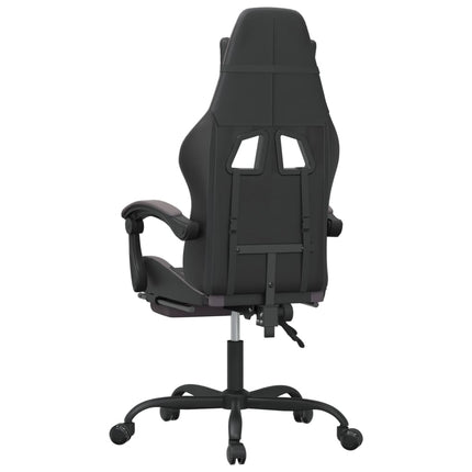 Gaming Chair with Footrest Black and Grey Faux Leather
