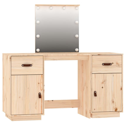 vidaXL Dressing Table Set with LED Solid Wood Pine