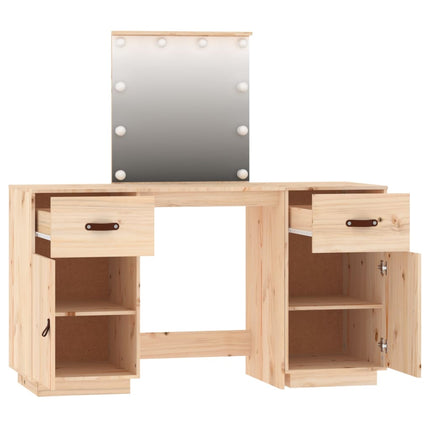 vidaXL Dressing Table Set with LED Solid Wood Pine