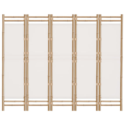 vidaXL Folding 5-Panel Room Divider 200 cm Bamboo and Canvas