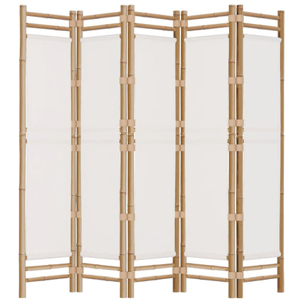vidaXL Folding 5-Panel Room Divider 200 cm Bamboo and Canvas