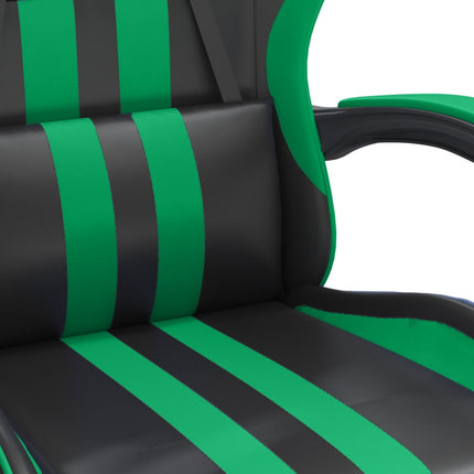 Gaming Chair with Footrest Black and Green Faux Leather