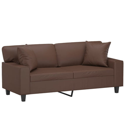 vidaXL 2-Seater Sofa with Pillows&Cushions Brown 140 cm Faux Leather