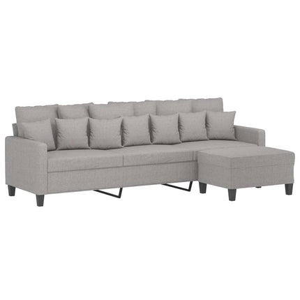 3-Seater Sofa with Footstool Light Grey 210 cm Fabric