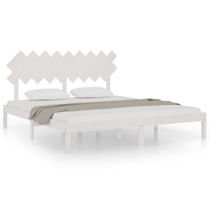 vidaXL Bed Frame White 183x203 cm King Size Solid Wood