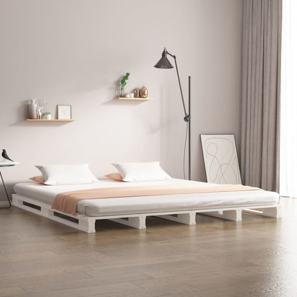 vidaXL Bed Frame White 137x187 cm Solid Wood Pine Double Size