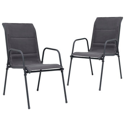 Stackable Garden Chairs 2 pcs Steel and Textilene Anthracite