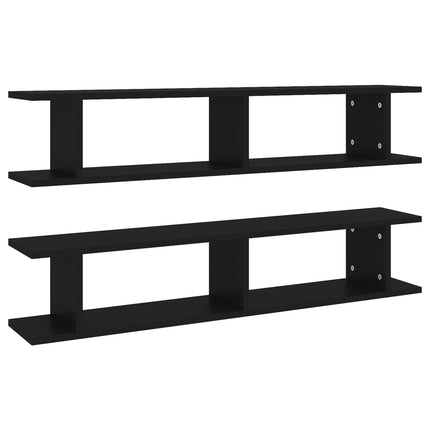 Wall Shelves 2 pcs Black 105x18x20 cm Engineered Wood