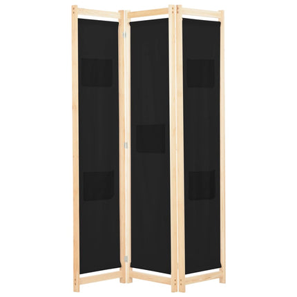 vidaXL 3-Panel Room Divider Black 120x170x4 cm Fabric