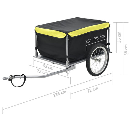 vidaXL Bike Cargo Trailer Black and Yellow 65 kg