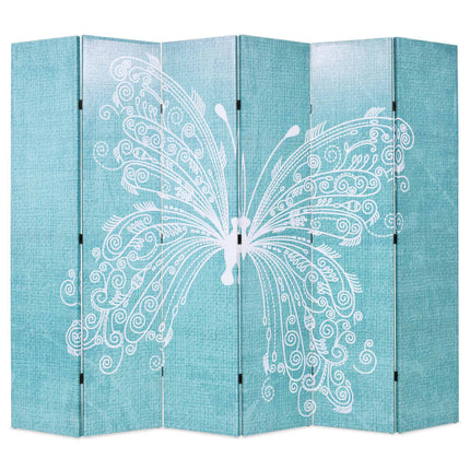 vidaXL Folding Room Divider 228x180 cm Butterfly Blue