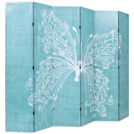 vidaXL Folding Room Divider 228x180 cm Butterfly Blue
