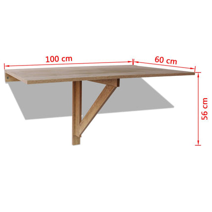 vidaXL Folding Wall Table Oak 100x60 cm