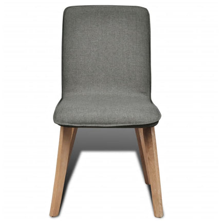 vidaXL Dining Chairs 2 pcs Light Grey Fabric and Solid Oak Wood