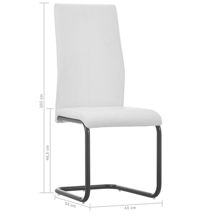 Cantilever Dining Chairs 4 pcs White Faux Leather