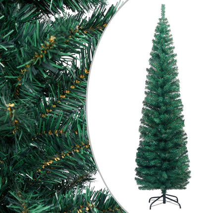 Slim Artificial Christmas Tree with LEDs&Ball Set Green 210 cm