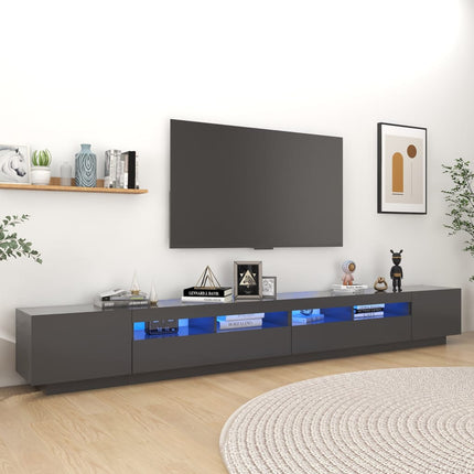 vidaXL TV Cabinet with LED Lights Grey 300x35x40 cm