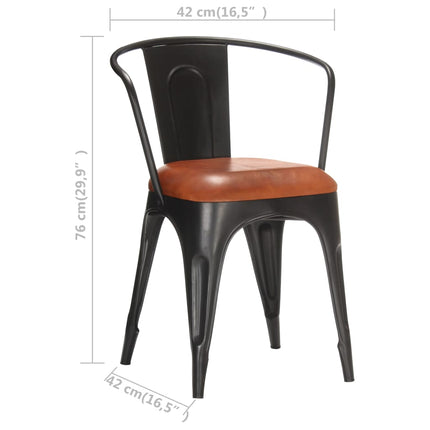 vidaXL Dining Chairs 4 pcs Brown Real Leather