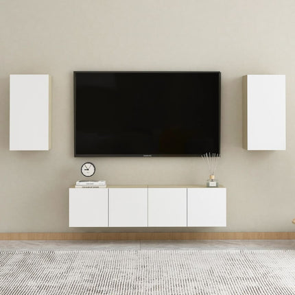 vidaXL TV Cabinet White and Sonoma Oak 30.5x30x60 cm Chipboard