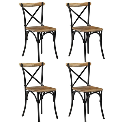 vidaXL Cross Chairs 4 pcs Black Solid Mango Wood