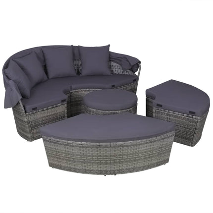 vidaXL 4 Piece Outdoor Lounge Set with Cushions Poly Rattan Grey