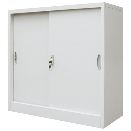 vidaXL Office Cabinet with Sliding Doors Metal 90x40x90 cm Grey