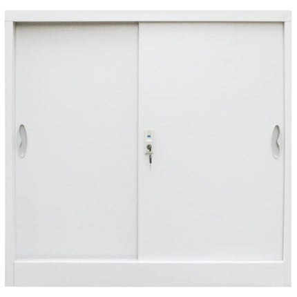 vidaXL Office Cabinet with Sliding Doors Metal 90x40x90 cm Grey
